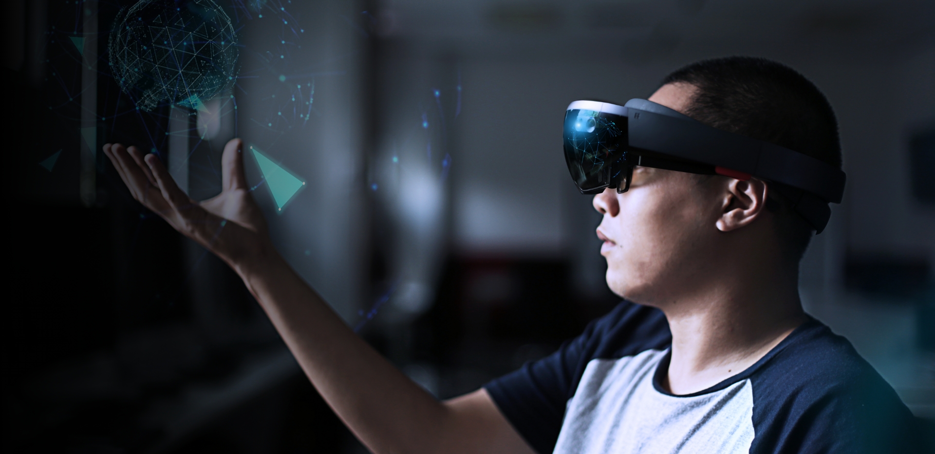 A man using a virtual reality headset